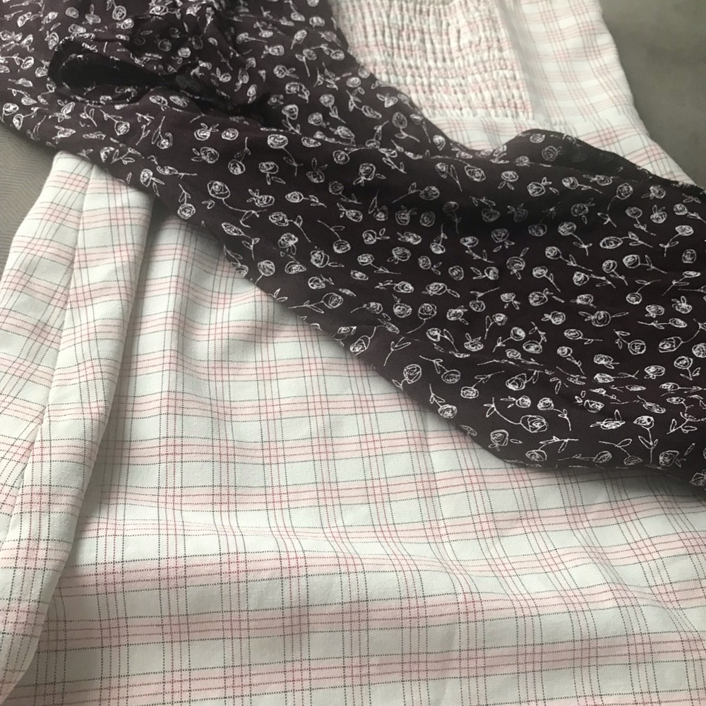Sunday best bundle of two dresses Dark Maroon Floral Dress with White and pink
